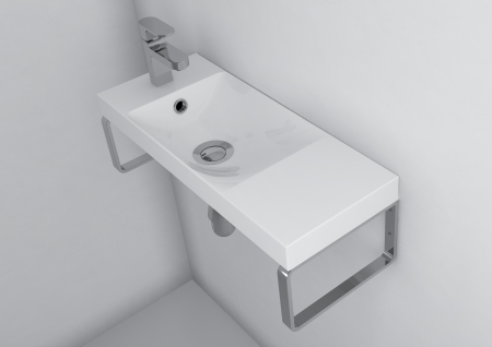 Obiecte sanitare - Lavoar suspendat din compozit Foglia Penelope, alb lucios, dreptunghiular, 55 x 22 cm