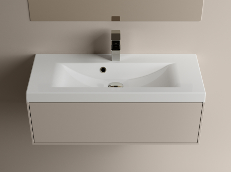 Chiuvete baie - Lavoar din compozit incastrat 60 x 35 cm, alb lucios, dreptunghiular, Foglia Selina