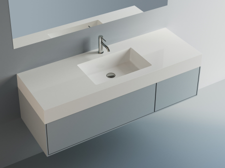 Chiuvete baie - Lavoar baie din compozit mineral, montaj incastrat, 140 x 50 cm, alb lucios, Foglia Porto