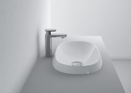 Lavoar pe blat, din compozit lucios, oval, 50 x 32 cm, Foglia Olivia [1]