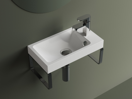 Chiuvete baie - Lavoar suspendat din compozit, 40 x 22 cm,  alb lucios, dreptunghiular,  Foglia Ida