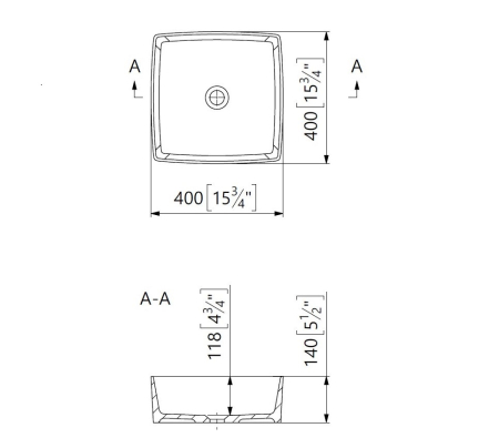 Lavoar pe blat compozit, 40 x 40 cm, alb lucios, forma patrata, Foglia Olga [1]