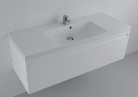 Chiuvete baie - Lavoar incastrat din compozit, dreptunghiular, alb lucios, 121 x 46.4 cm, Foglia Modulo