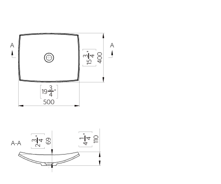 Lavoar pe blat Foglia Natura din compozit, alb lucios, dreptunghiular, 50 x 40 cm [1]