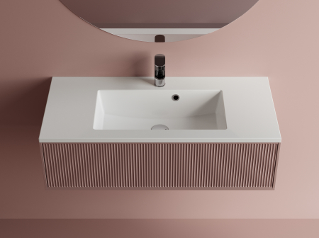 Chiuvete baie - Lavoar pe blat, din compozit lucios, dreptunghiular, 90 x 40 cm, Foglia Jade