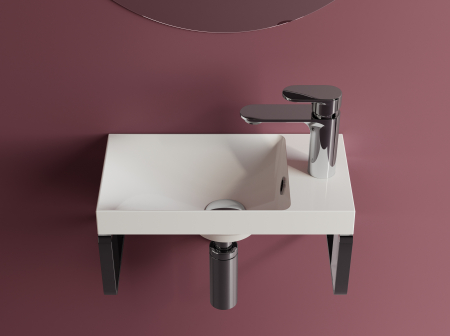 Obiecte sanitare - Lavoar suspendat Foglia Penelope, alb lucios, dreptunghiular, 40 x 22 cm