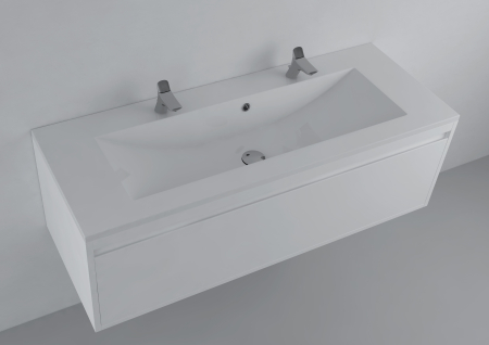 Obiecte sanitare - Lavoar incastrat  din compozit Foglia Yrsa, alb lucios, dreptunghiular, 120 x 45 cm