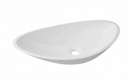 Lavoar asimetric, alb lucios, montaj pe blat, compozit, 56x32 cm, Marmite Atena [1]