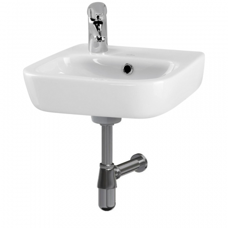 Chiuvete baie - Lavoar baie suspendat 40 cm, alb lucios, montare baterie colt, Cersanit Facile