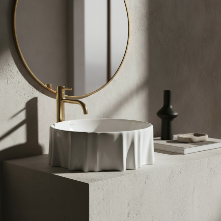 Lavoar baie 42 cm, alb lucios, rotund, Rea Anastazja [6]