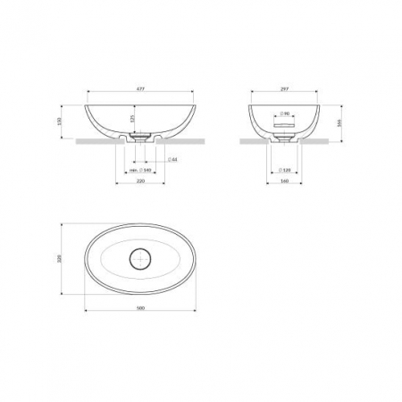 Lavoar baie 50x32 cm, oval, bej mat, Omnires Shell M+ [3]