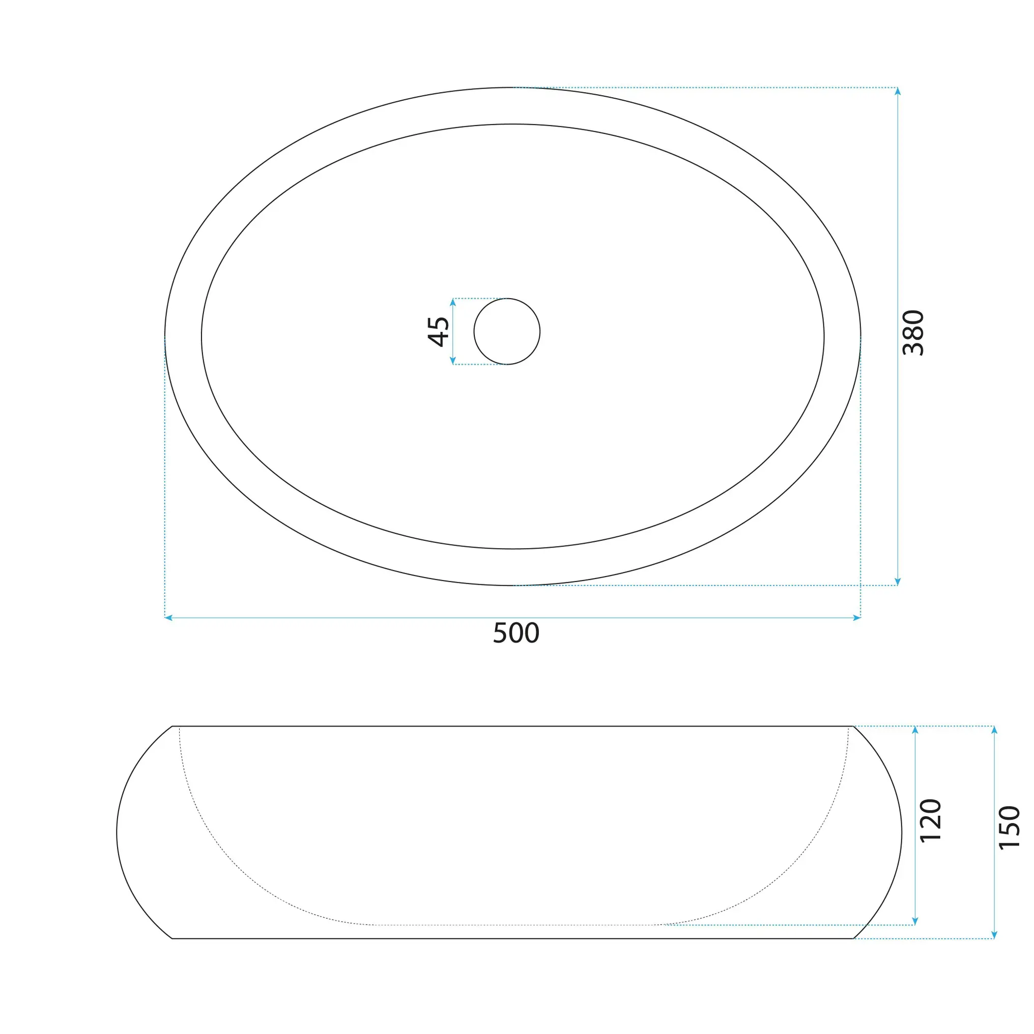 Lavoar baie 50x38, gri imitatie piatra, oval, Rea Mika [7]