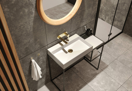 Lavoar pe blat gri mat din compozit 60 cm, dreptunghiular, Deante Correo [5]
