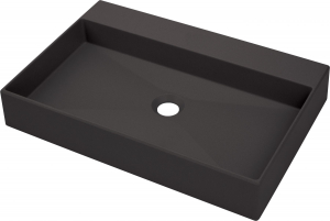 Chiuvete baie - Lavoar pe blat antracit mat din compozit 60 cm, dreptunghiular, Deante Correo