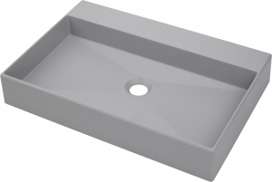 Chiuvete baie - Lavoar pe blat gri mat din compozit 60 cm, dreptunghiular, Deante Correo