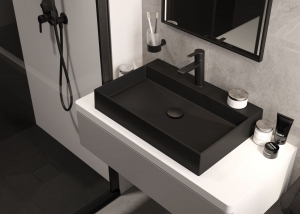 Lavoar pe blat negru mat din compozit 60 cm, dreptunghiular, Deante Correo [2]