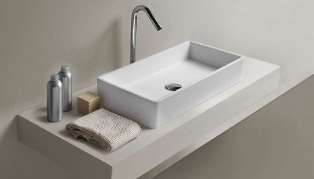 Lavoar baie compozit dreptunghiular pe blat, finisaj alb mat, Bowl Dalet [1]