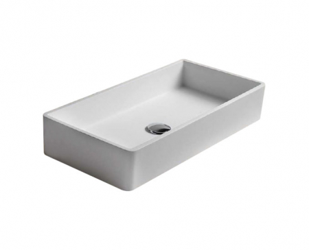 Outlet - Lavoar baie compozit dreptunghiular pe blat, finisaj alb mat, Bowl Dalet