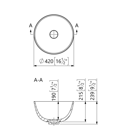 Lavoar baie compozit cu montare pe blat 42 cm, alb, rotund, Foglia Ciment [1]