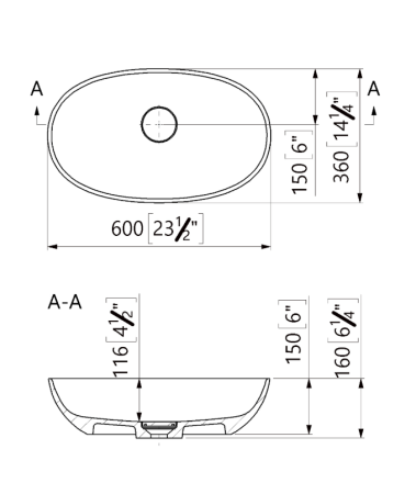 Lavoar baie compozit cu montare pe blat 60 cm, alb, oval, Foglia Bella [1]