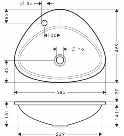 Lavoar baie incastrat alb 59 cm, asimetric, Hansgrohe Axor Massaud [1]