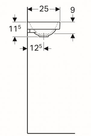 Lavoar baie incastrat alb 40 cm, dreptunghiular, orificiu baterie dreapta, Geberit Acanto [2]