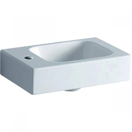 Chiuvete baie - Lavoar baie incastrat alb 38 cm, dreptunghiular, orificiu baterie stanga, Geberit iCon