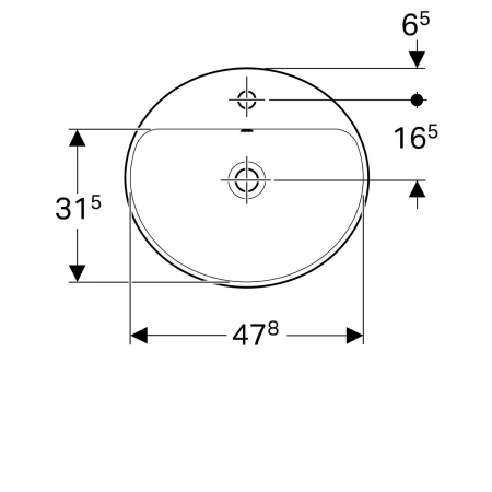 Lavoar baie incastrat alb 50 cm, oval, cu orificiu baterie, Geberit VariForm [1]