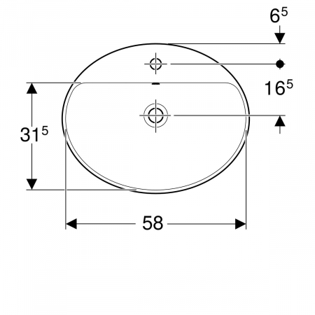 Lavoar baie incastrat alb 60 cm, oval, cu orificiu baterie, Geberit VariForm [1]