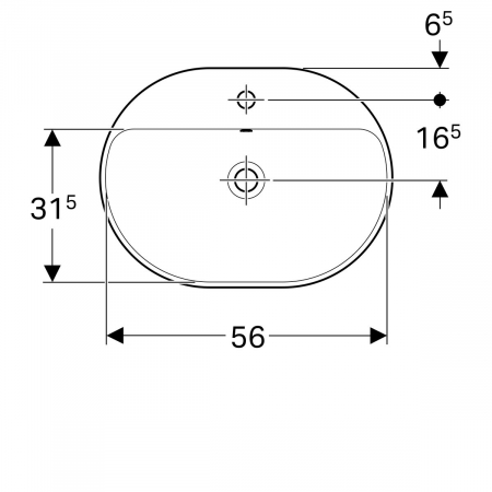 Lavoar baie incastrat alb 60 cm, oval, cu orificiu baterie, Geberit Variform Eliptic [1]