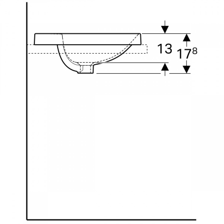 Lavoar baie incastrat alb 48 cm, rotund, cu orificiu baterie, Geberit VariForm [3]