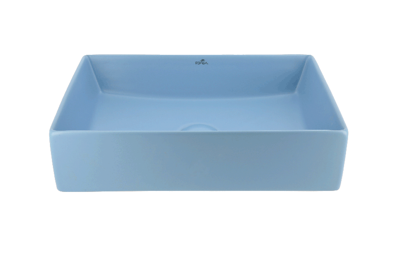 Lavoar baie dreptunghiular pe blat, albastru mat, ventil inclus, Foglia, Color [2]