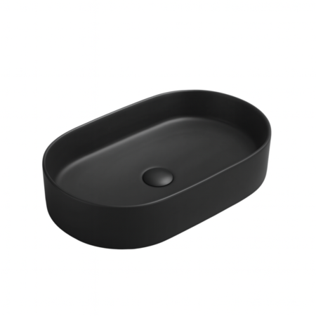 Obiecte sanitare - Lavoar baie negru mat montaj pe blat 60 cm, Adelais Foglia