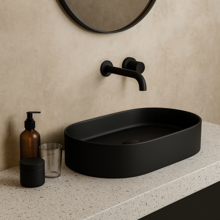 Lavoar baie negru mat montaj pe blat 60 cm, Adelais Foglia [2]