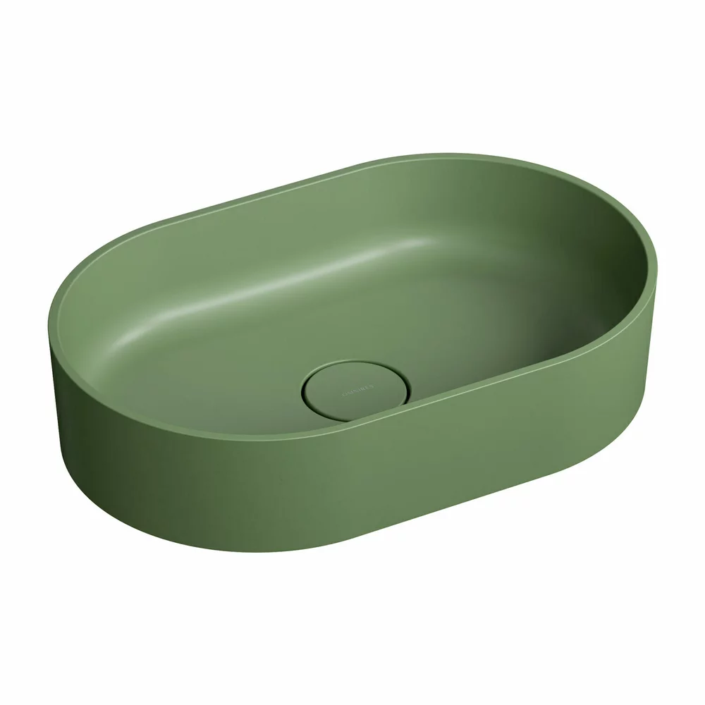 Chiuvete baie - Lavoar OMNIRES Ovo M+ cu montare pe blat, 55x36 cm, compozit, verde mat