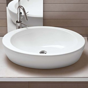 Lavoar pe blat alb lucios 75 cm, oval, Hatria Nido [1]