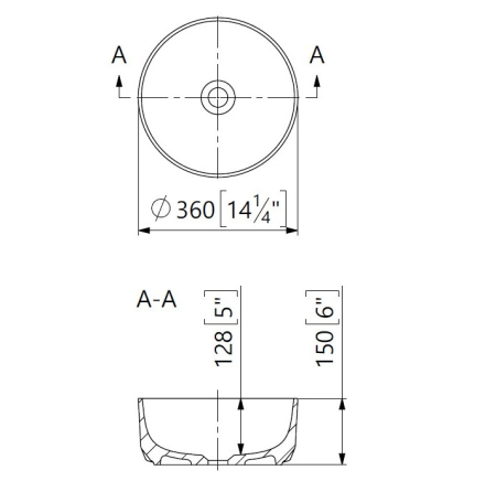 Lavoar baie compozit pe blat, alb, rotund, Foglia Rondo Z [1]