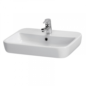 Chiuvete baie - Lavoar pe blat alb lucios 60 cm, dreptunghiular, Cersanit Caspia