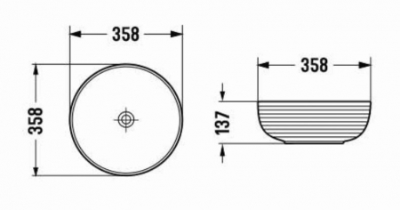 Lavoar baie pe blat, alb, rotund, linii 3D, Foglia Line [2]