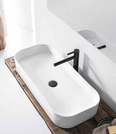Lavoar pe blat alb lucios 85 cm, dreptunghiular, Fluminia Capri [4]