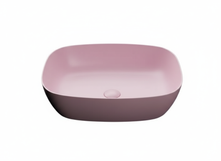 Lavoar baie pe blat, dreptunghiular margini rotunde, roz mat, Bristol Foglia [2]