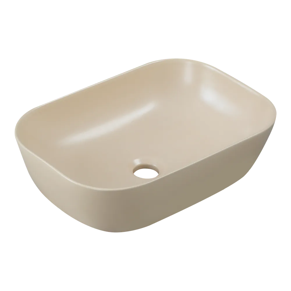 Produse pentru proiecte B2B - Lavoar baie cappuccino mat, montaj pe blat, dreptunghiular margini rotunde, Tavro