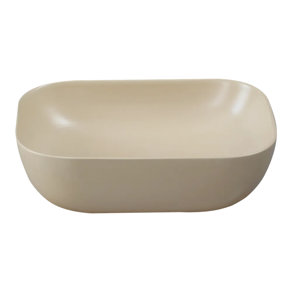 Lavoar baie cappuccino mat, montaj pe blat, dreptunghiular margini rotunde, Tavro [1]