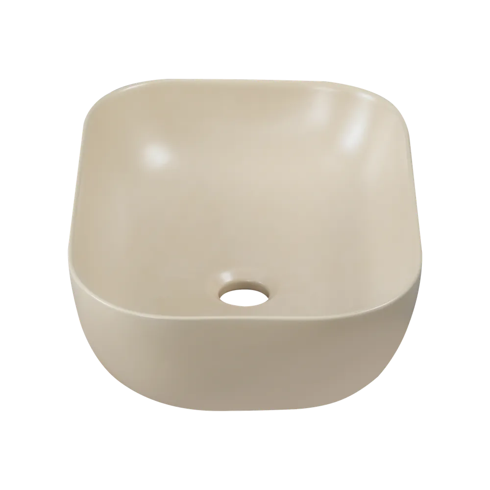 Lavoar baie cappuccino mat, montaj pe blat, dreptunghiular margini rotunde, Tavro [2]