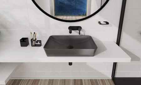 Lavoar pe blat antracit mat 60 cm, dreptunghiular, Deante Tess [3]