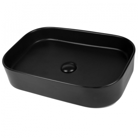 Baie - Lavoar baie pe blat negru mat 55 cm, dreptunghiular, Fluminia Capri