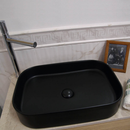 Lavoar baie pe blat negru mat 55 cm, dreptunghiular, Fluminia Capri [4]