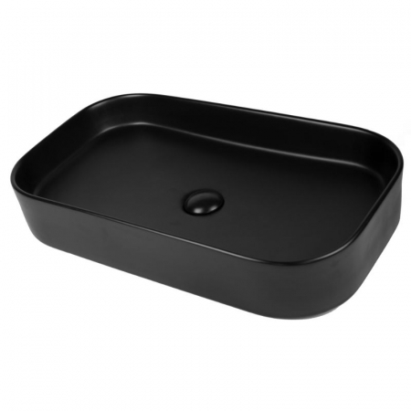 Chiuvete baie - Lavoar baie pe blat negru mat 65 cm, dreptunghiular, Fluminia Capri