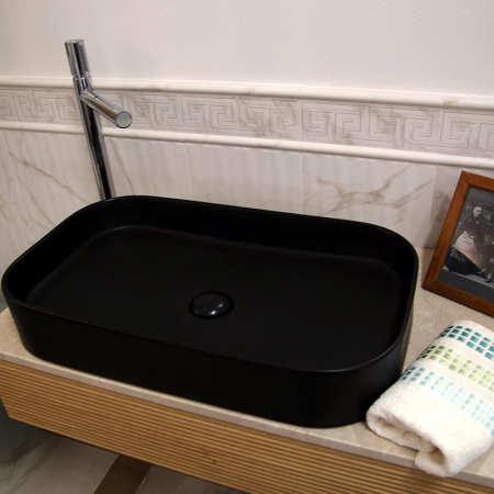 Lavoar baie pe blat negru mat 65 cm, dreptunghiular, Fluminia Capri [4]