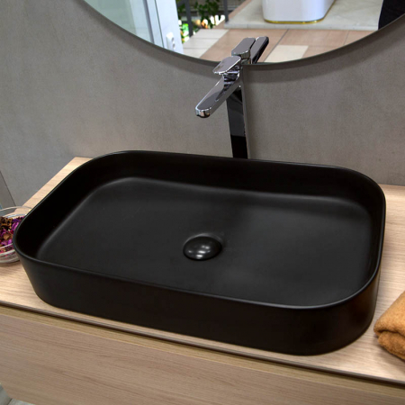 Lavoar baie pe blat negru mat 65 cm, dreptunghiular, Fluminia Capri [5]